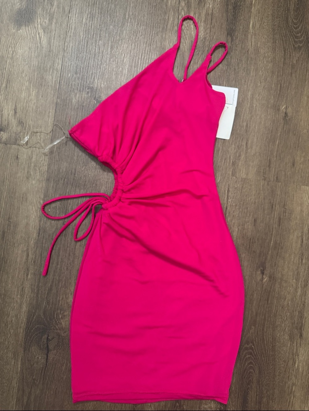 Hot Pink Cutout Bodycon Dress with Side Tie